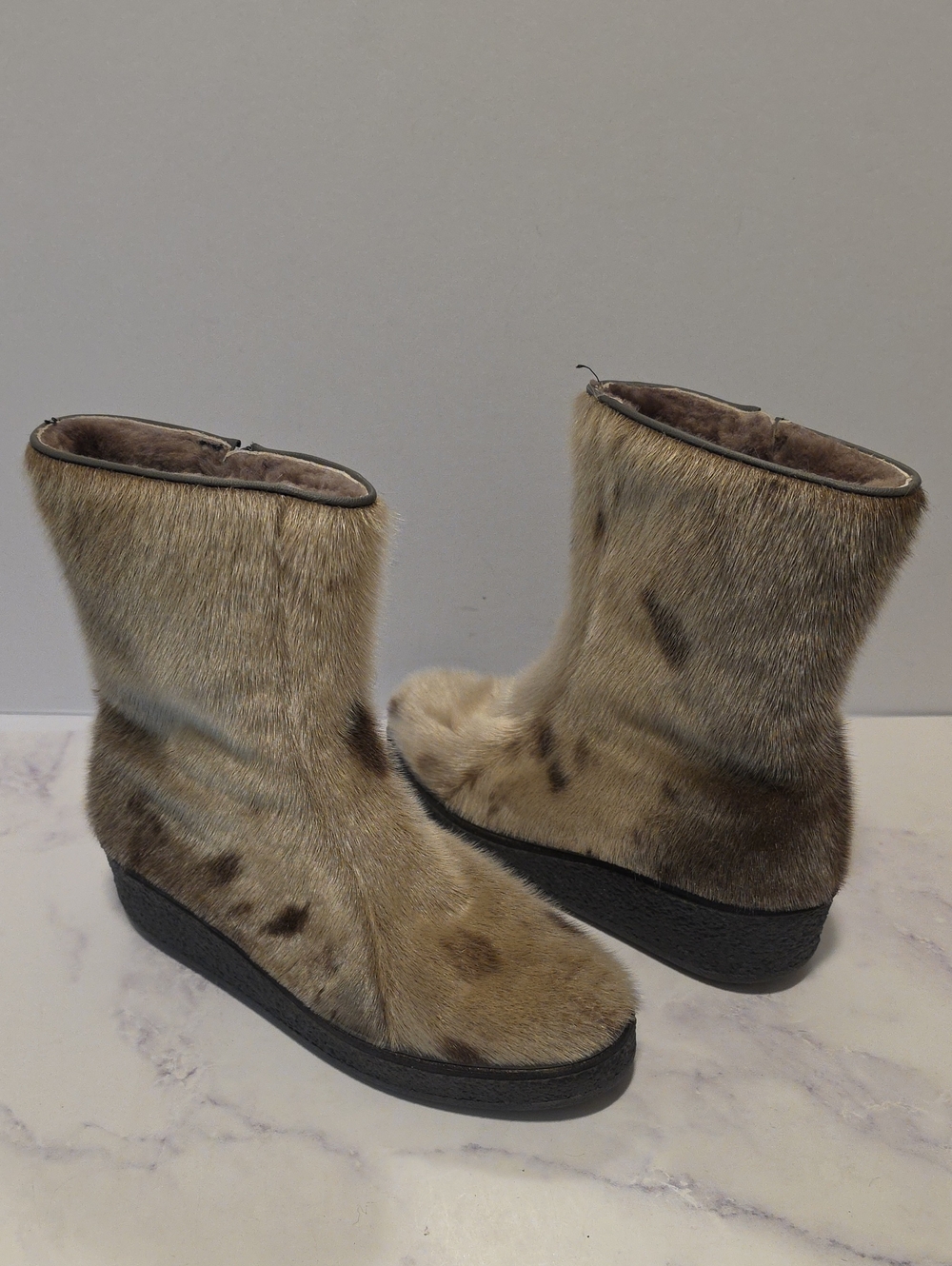Prominent Zipper Leder Lammfell Stylish Fur-Lined Women's Boots